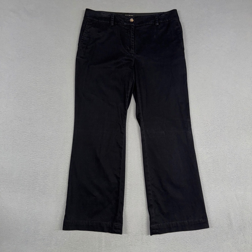 Talbots Pants Women 10P Black Signature Flare Stretch Trousers Cotton Blend